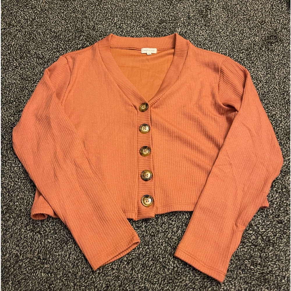 Heart and Hips orange cropped cardigan size small
